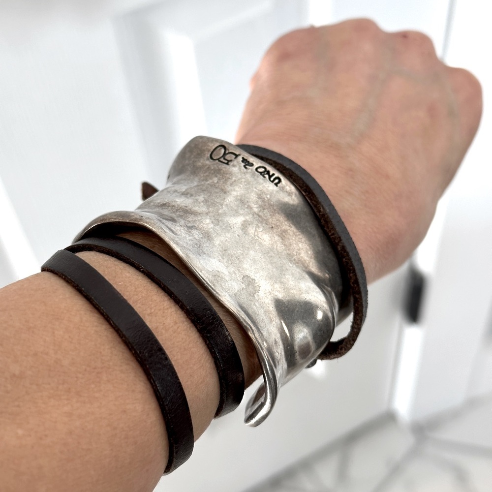 UNIQUE leather and sterling bracelet by UNO de 50